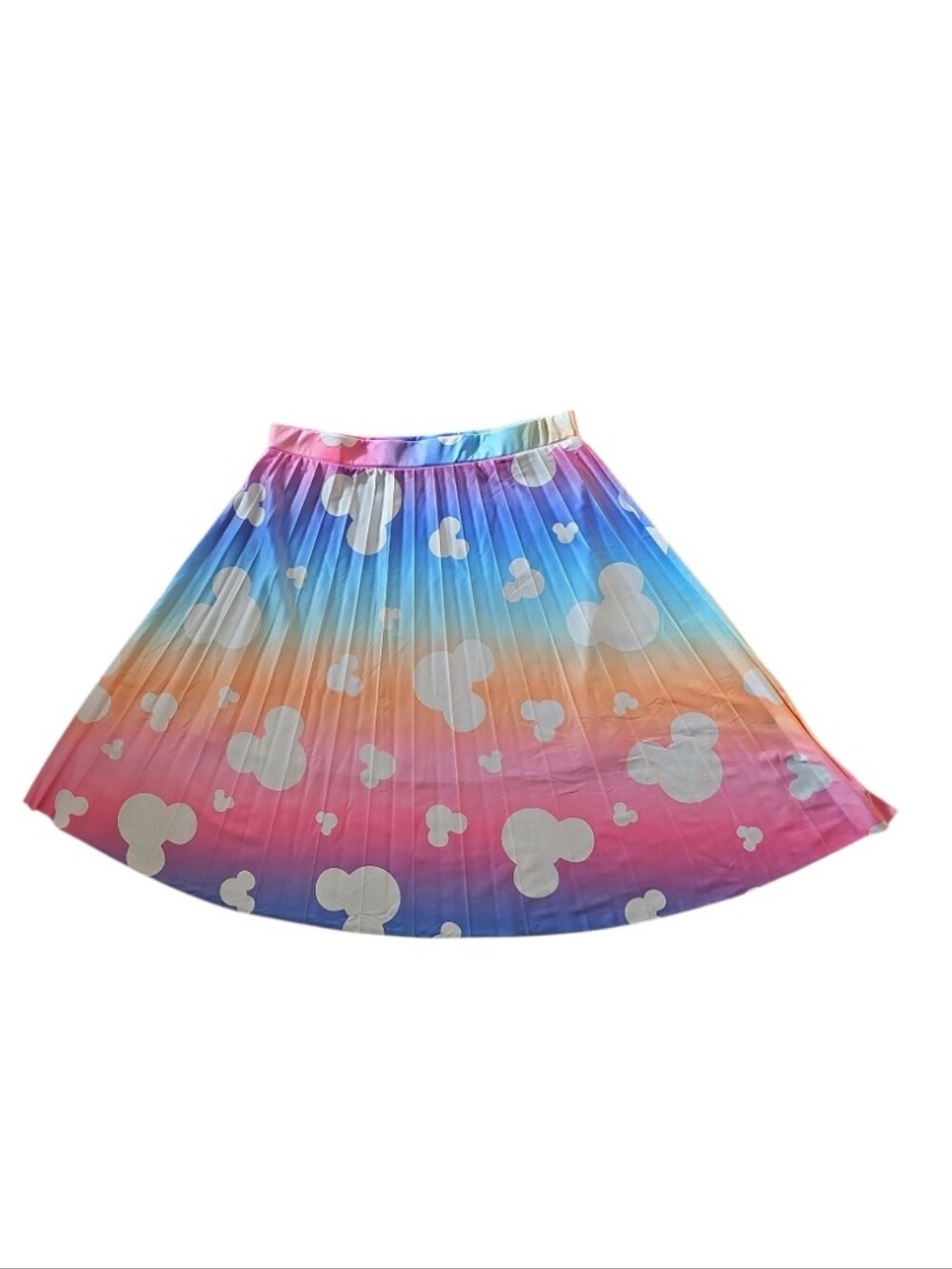Disney Mickey Mouse Rainbow Ombre Pleated Midi Skirt Women’s 4X NWOT Parks